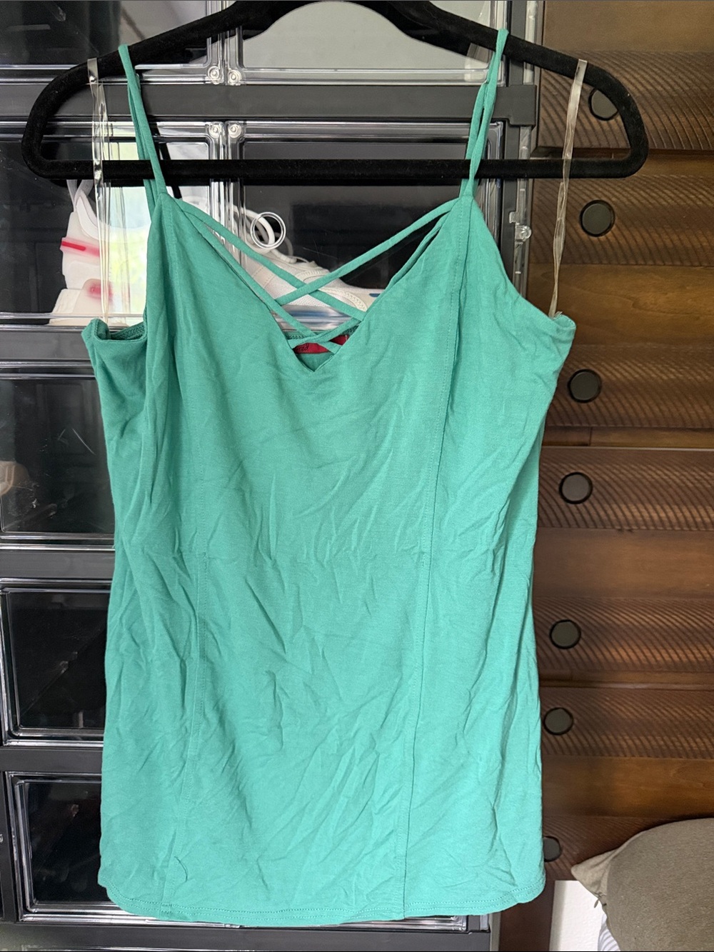 Buckle Teal Green Crisscross Strap Camisole